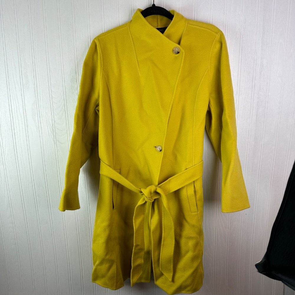 Talbots Yellow Wool Tie Waist Coat size 14 Petite